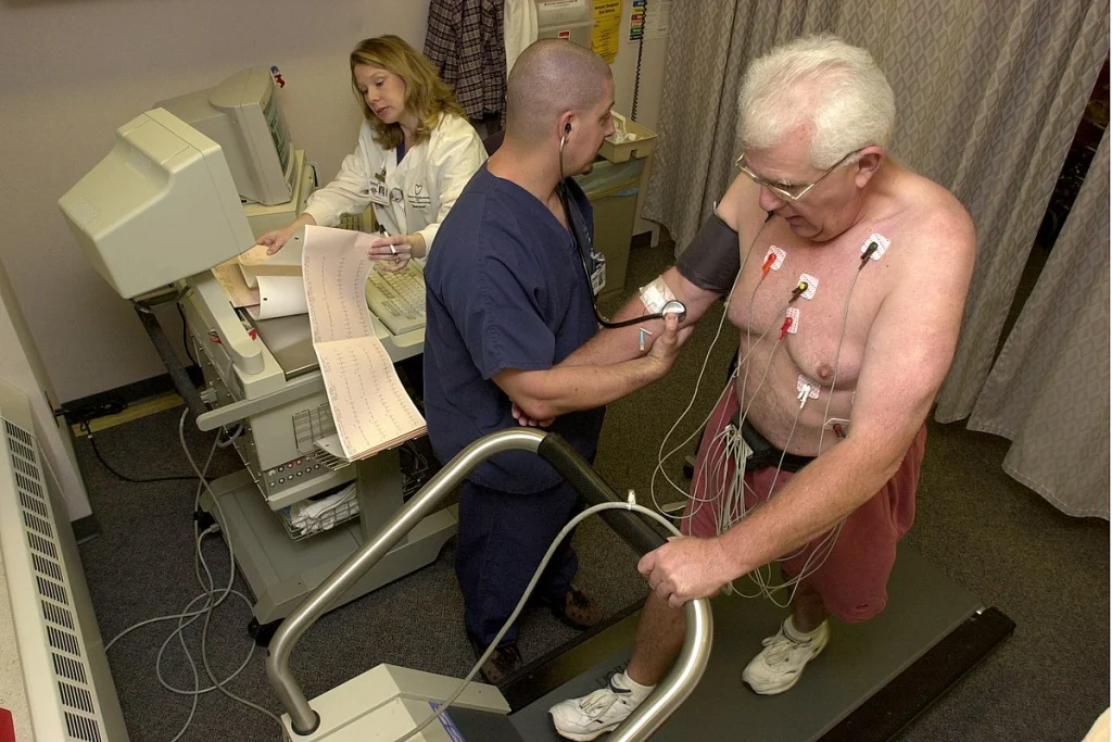 Stress test for heart blockage or detection