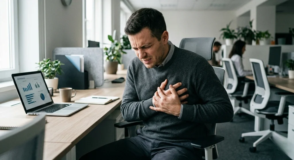 A stabbing pain in the chest.