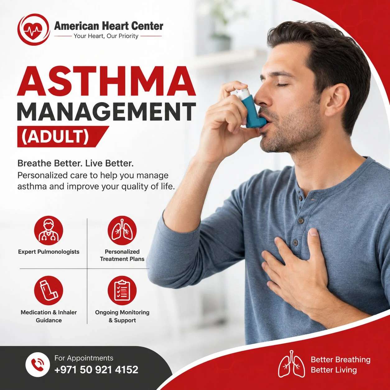 adult asthma management in Dubai at American Heart Center